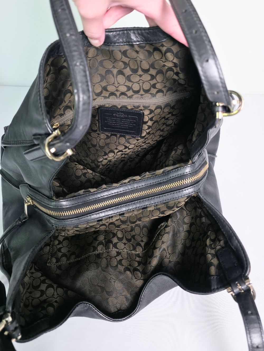 Coach Madison Carlyle 32221 Hobo Smooth Black Leather Carryall Shoulder Hang Tag - Picture 9 of 12